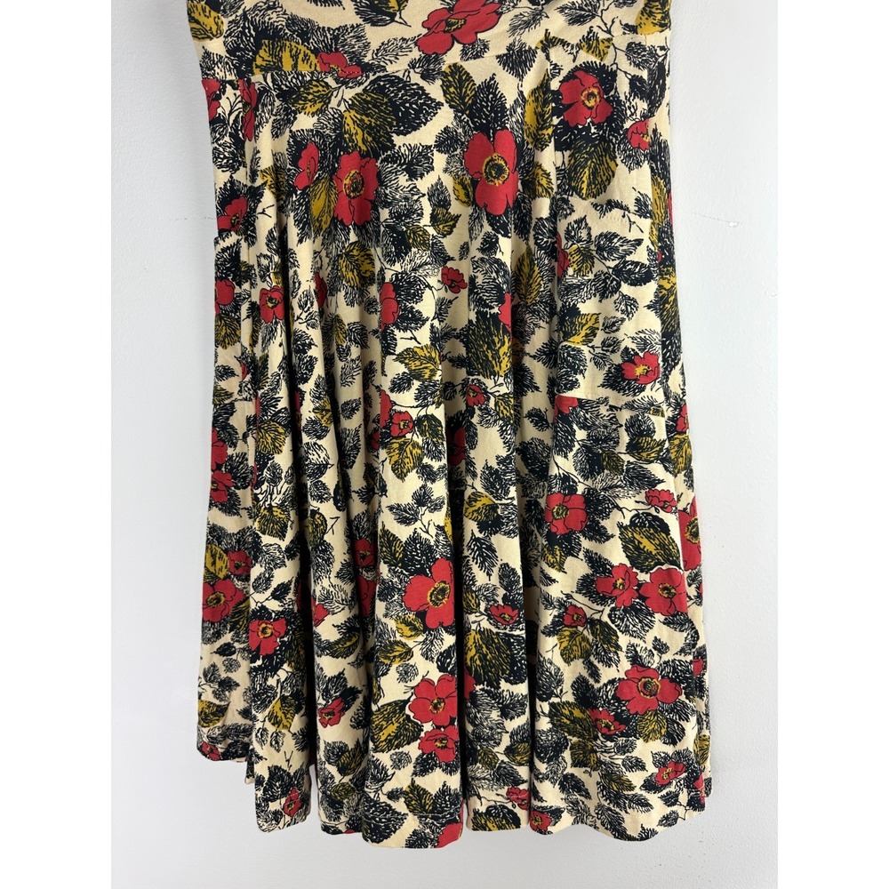 Effies Heart Floral Poppies A Line Circle Skirt Cream Red Pocket Stretch Medium - Picture 7 of 12